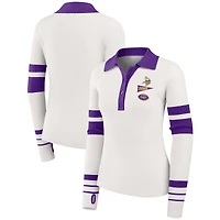 Pull polo côtelé Henley blanc des Vikings du Minnesota pour femmes par Erin Andrews