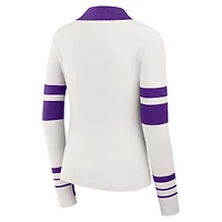 Pull polo côtelé Henley blanc des Vikings du Minnesota pour femmes par Erin Andrews