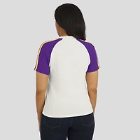 T-shirt raglan blanc à rayures et manches vieillies pour femme WEAR by Erin Andrews des Vikings du Minnesota