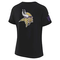 Women's WEAR by Erin Andrews x Gracie Hunt Black Minnesota Vikings Draft Me Lace-Up T-Shirt