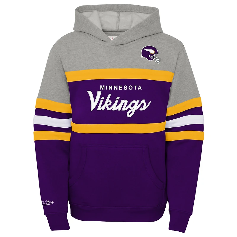 Youth Mitchell & Ness  Purple Minnesota Vikings Throwback Head Coach Pullover Hoodie