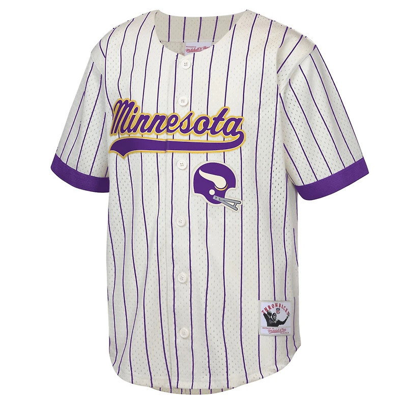 Youth Mitchell & Ness Randy Moss Cream Minnesota Vikings Retired Player Name Number Baseball Jersey