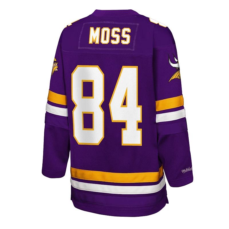 Youth Mitchell & Ness Randy Moss Purple Minnesota Vikings Hockey Fashion Jersey