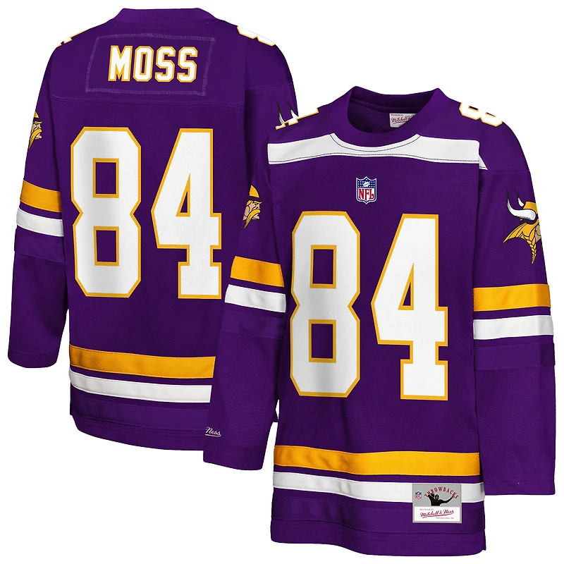 Youth Mitchell & Ness Randy Moss Purple Minnesota Vikings Hockey Fashion Jersey
