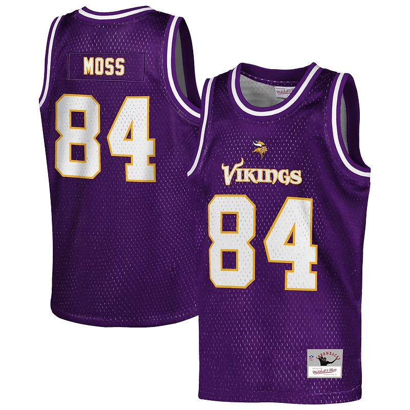 Maillot de basket-ball NFL pour jeunes Mitchell & Ness Randy Moss violet des Minnesota Vikings, joueur retraité