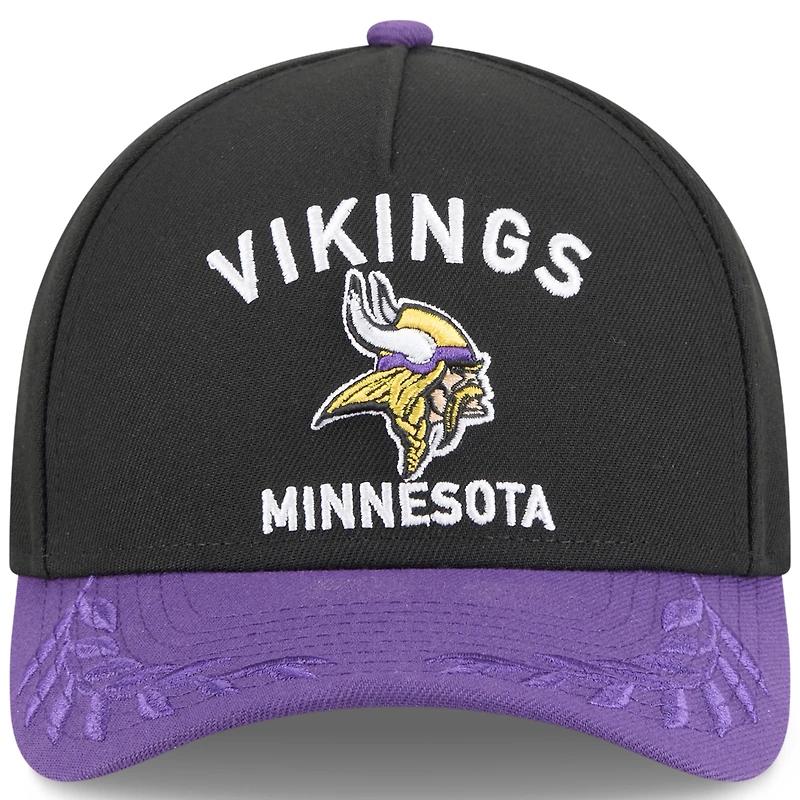 Casquette ajustable 9FORTY A-Frame M-Crown noire/violette pour jeune New Era, Minnesota Vikings, repêchage NFL 2025