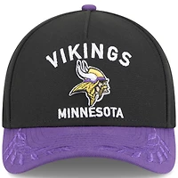 Casquette ajustable 9FORTY A-Frame M-Crown noire/violette pour jeune New Era, Minnesota Vikings, repêchage NFL 2025