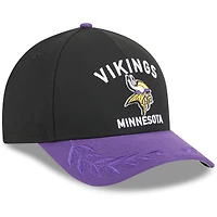 Casquette ajustable 9FORTY A-Frame M-Crown noire/violette pour jeune New Era, Minnesota Vikings, repêchage NFL 2025