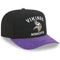 Casquette snapback A-Frame 9FIFTY noire/violette pour jeune New Era, Minnesota Vikings, repêchage NFL 2025
