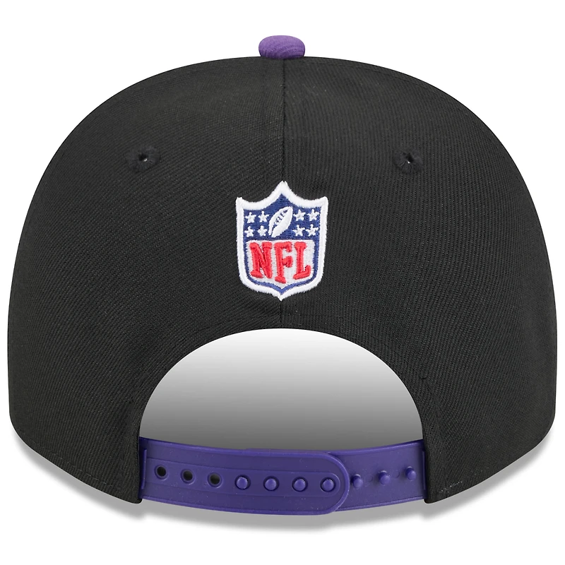 Casquette snapback A-Frame 9FIFTY noire/violette pour jeune New Era, Minnesota Vikings, repêchage NFL 2025