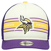 Youth New Era Cream/Purple Minnesota Vikings Banner 9FIFTY A-Frame Adjustable Trucker Hat