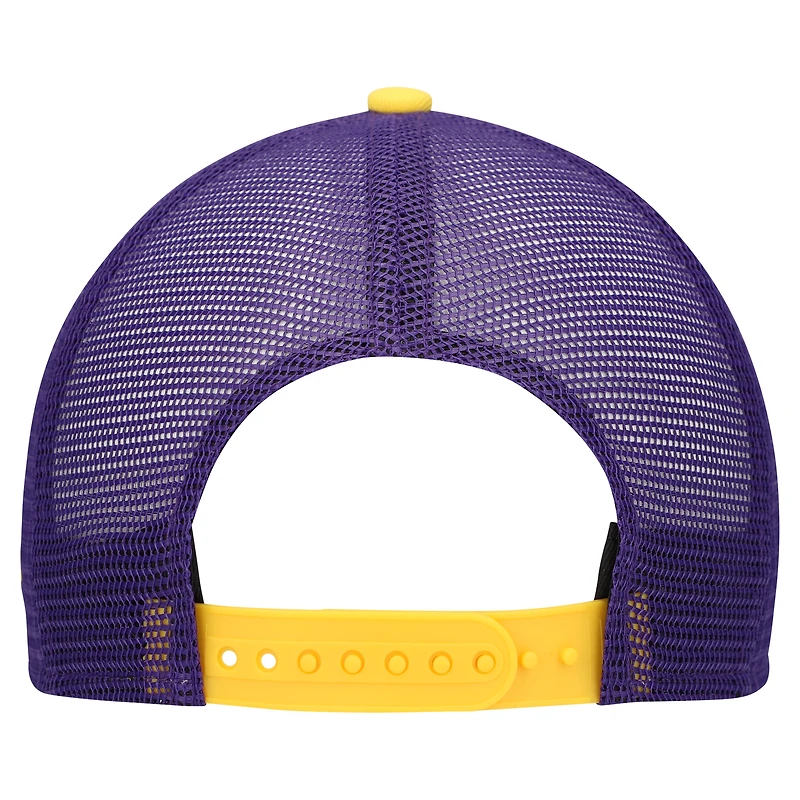 Youth New Era Cream/Purple Minnesota Vikings Banner 9FIFTY A-Frame Adjustable Trucker Hat