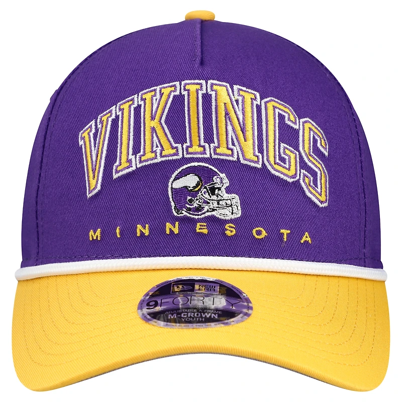 Youth New Era  Purple/Gold Minnesota Vikings  Arch COOLERA 9FORTY A-Frame Adjustable Hat