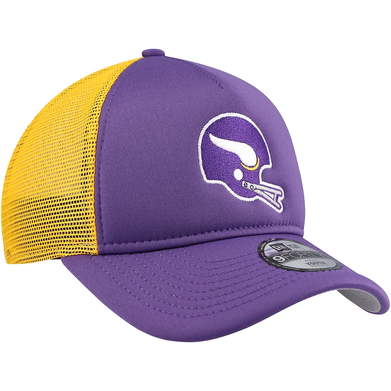 Casquette réglable de camionneur A-Frame 9FORTY violet Minnesota Vikings New Era pour jeune