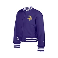 Veste polaire à boutons-pression appliqués en chenille violette des Vikings du Minnesota de New Era pour jeunes