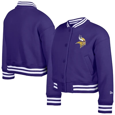 Veste polaire à boutons-pression appliqués en chenille violette des Vikings du Minnesota de New Era pour jeunes
