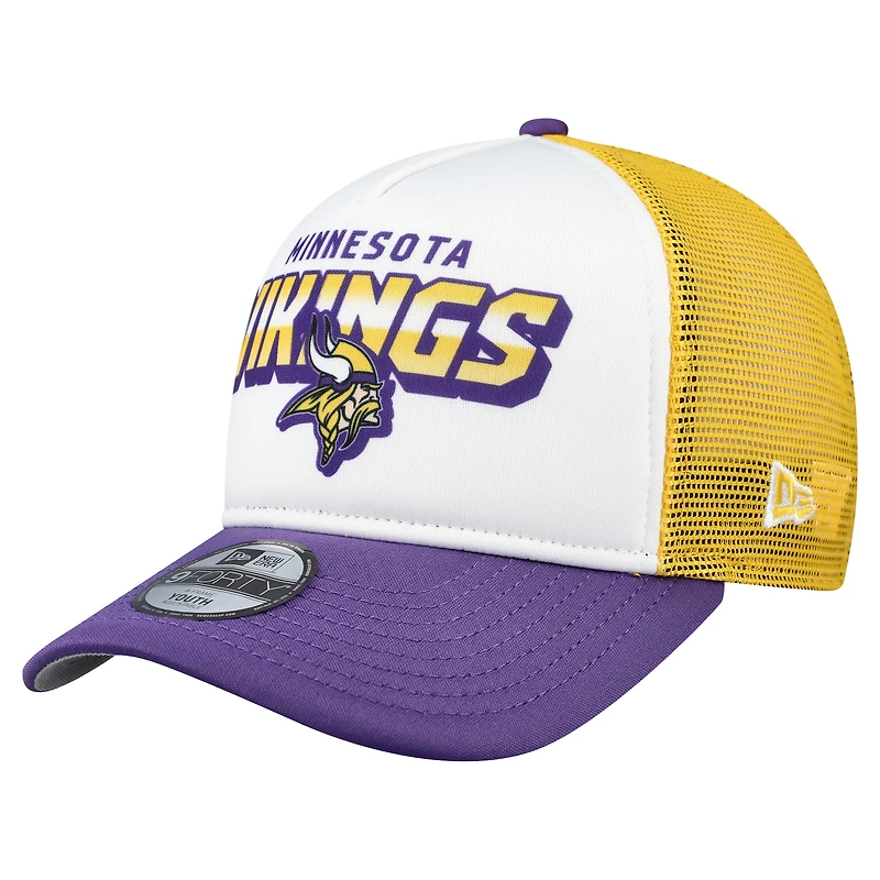 Youth New Era White/Purple Minnesota Vikings Streak 9FORTY A-Frame Adjustable Hat