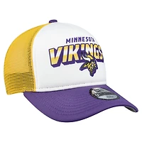 Casquette ajustable New Era blanche/violette Minnesota Vikings Streak 9FORTY A-Frame pour jeune