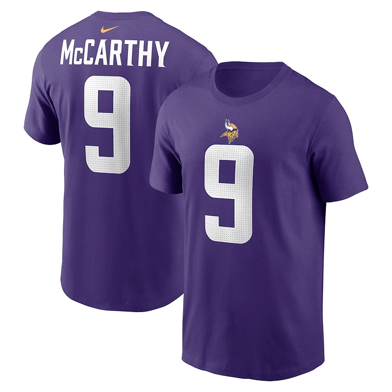 T-shirt Nike violet J.J. McCarthy pour jeunes avec nom et numéro Fuse des Minnesota Vikings