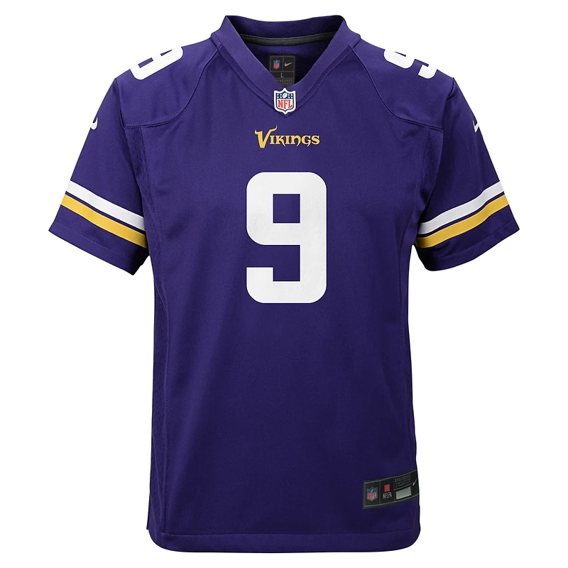 Maillot de match Nike J.J. McCarthy blanc pour jeune des Vikings du Minnesota
