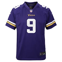 Maillot de match Nike J.J. McCarthy blanc pour jeune des Vikings du Minnesota