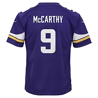 Maillot de match Nike J.J. McCarthy blanc pour jeune des Vikings du Minnesota