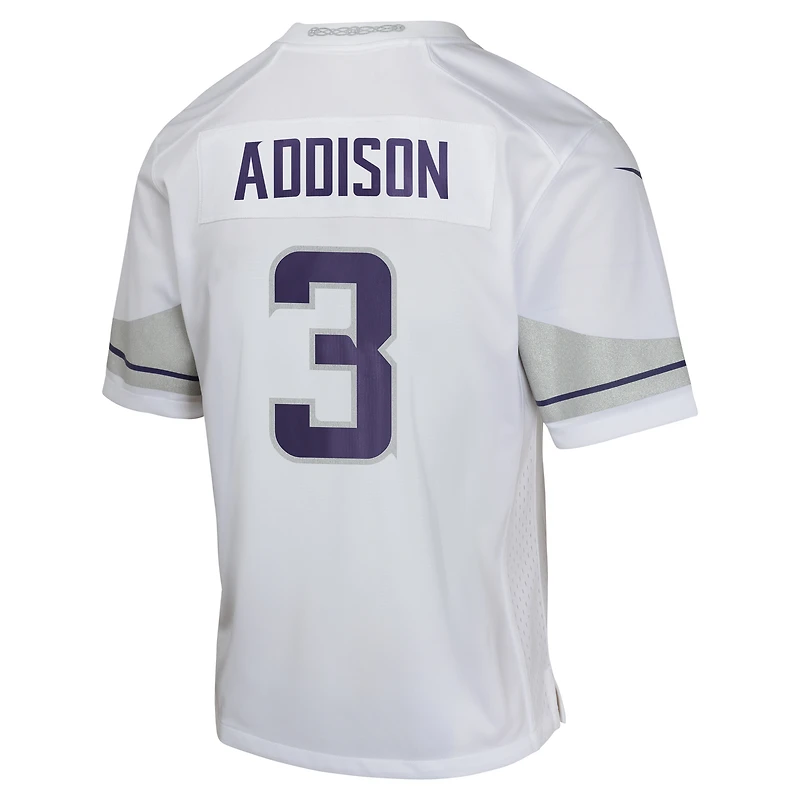 Maillot de match Nike Jordan Addison blanc pour jeune des Vikings du Minnesota