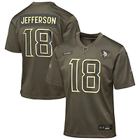Maillot Nike Justin Jefferson Olive Minnesota Vikings 2025 Salute to Service Game pour jeune