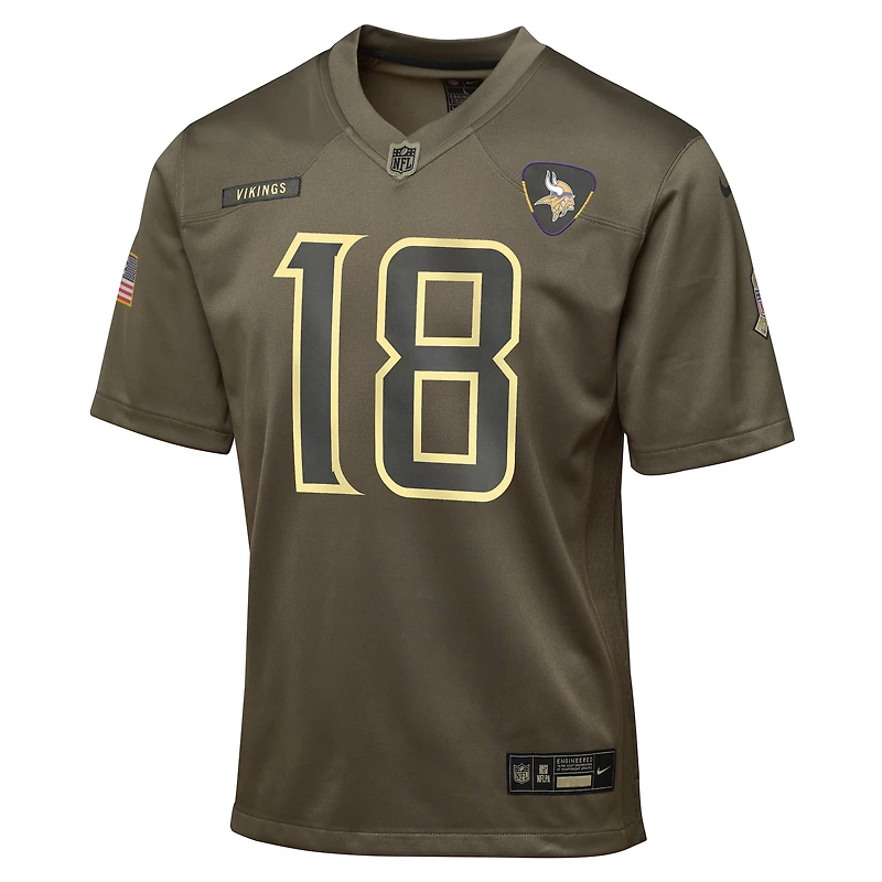 Maillot Nike Justin Jefferson Olive Minnesota Vikings 2025 Salute to Service Game pour jeune