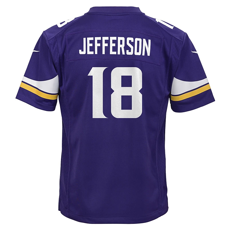 Maillot de match Nike Justin Jefferson violet des Minnesota Vikings pour jeunes