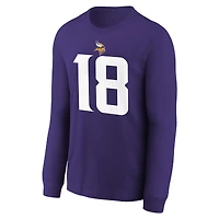 Youth Nike Justin Jefferson Purple Minnesota Vikings Player Name & Number Long Sleeve T-Shirt