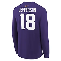 Youth Nike Justin Jefferson Purple Minnesota Vikings Player Name & Number Long Sleeve T-Shirt