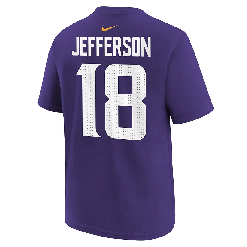 T-shirt avec nom et numéro de joueur Nike Justin Jefferson violet des Minnesota Vikings pour jeunes