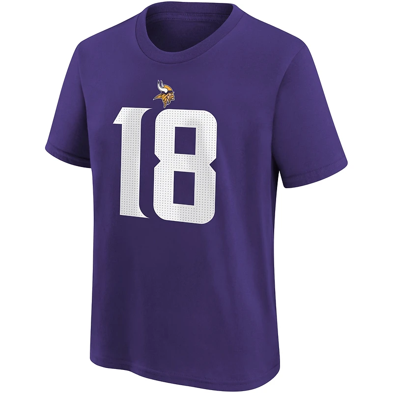 T-shirt Nike pour enfant Justin Jefferson violet Minnesota Vikings, nom et numéro du joueur