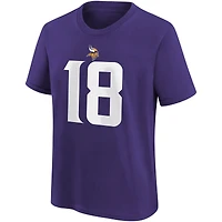 T-shirt Nike pour enfant Justin Jefferson violet Minnesota Vikings, nom et numéro du joueur