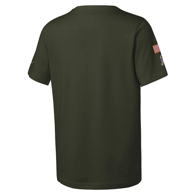 Youth Nike Olive Minnesota Vikings 2025 Salute to Service Sideline Dri-FIT T-Shirt