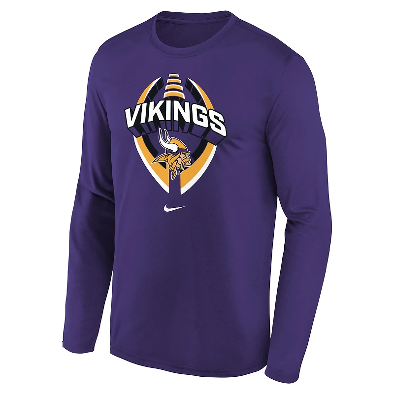 T-shirt de performance à manches longues Nike violet pour jeune Minnesota Vikings Primetime Legend Icon