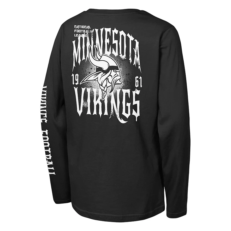 T-shirt à manches longues noir Rumble des Vikings du Minnesota pour jeunes Outerstuff