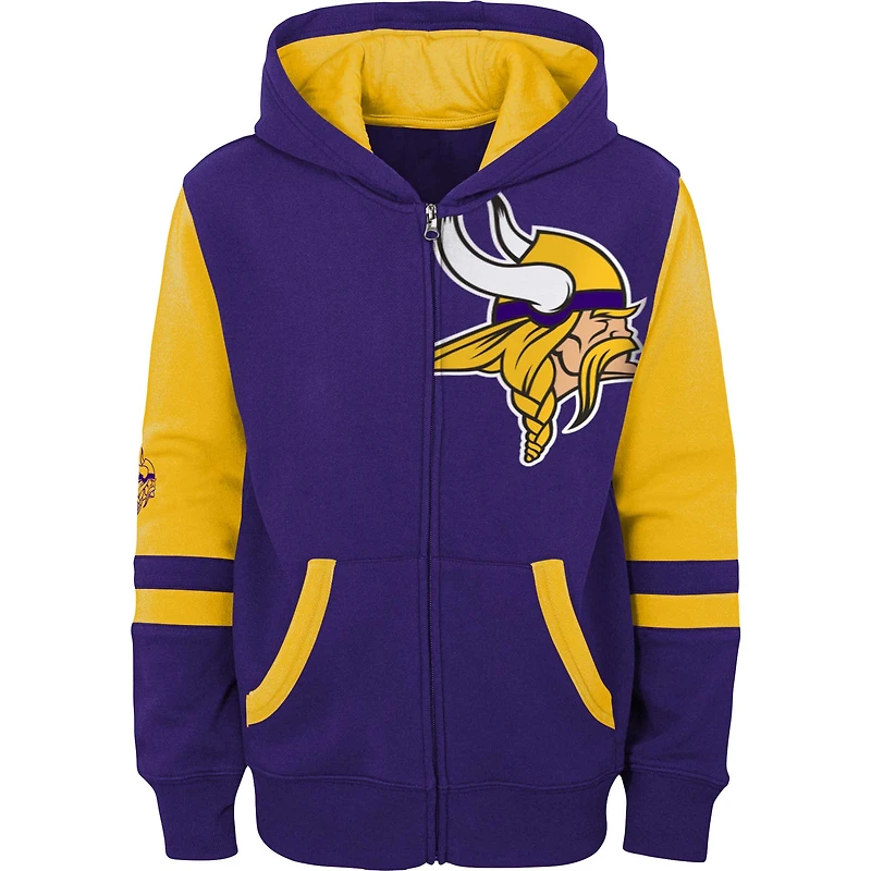 Chandail à capuchon glissière pleine longueur violet Minnesota Vikings pour jeune