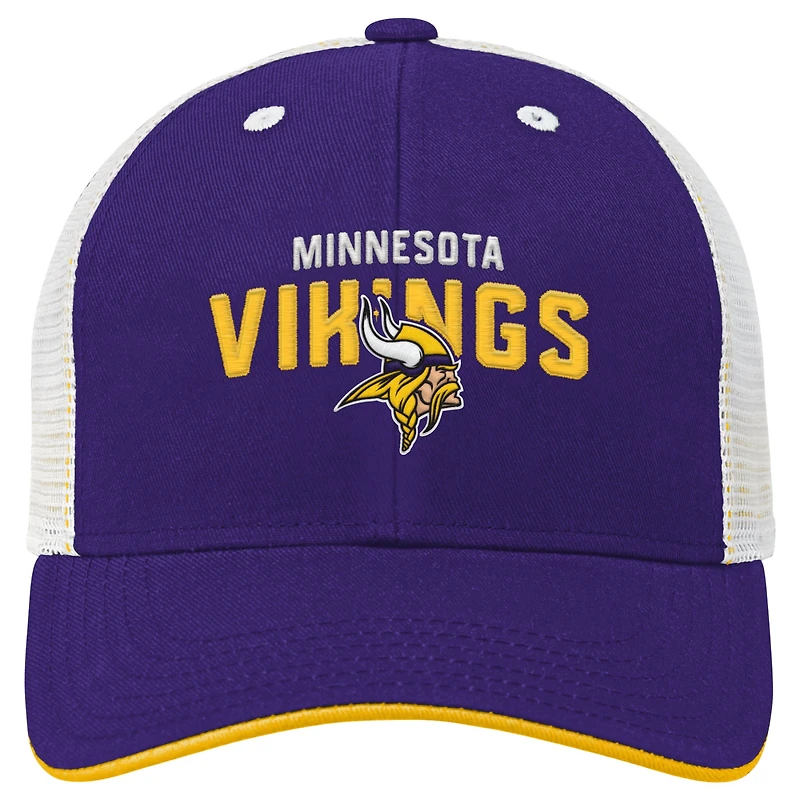 Youth Purple Minnesota Vikings Core Lockup Trucker Adjustable Hat