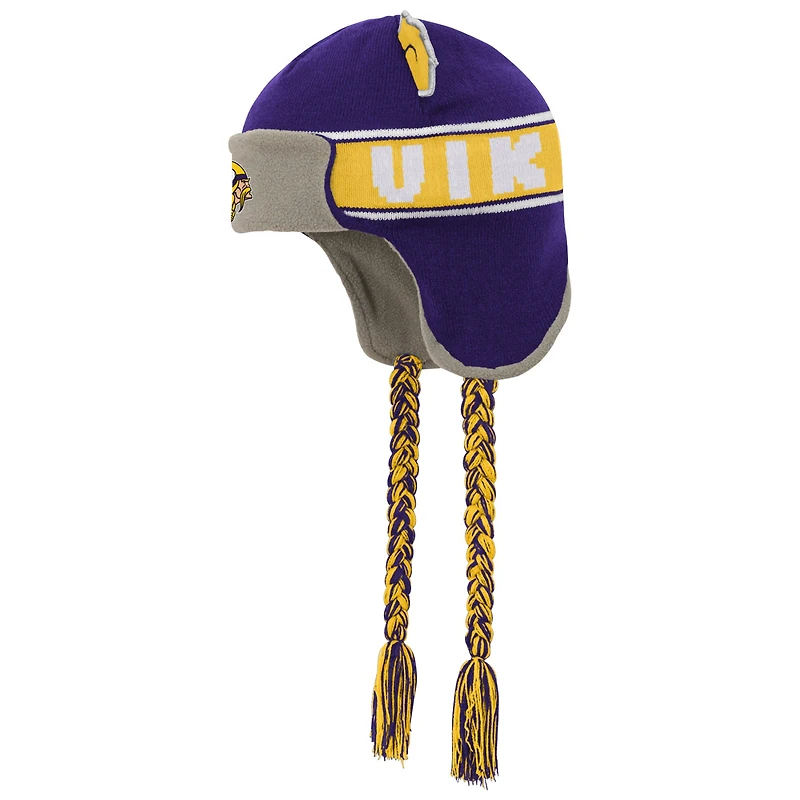 Youth Purple Minnesota Vikings Wordmark Ears Trooper Knit Hat