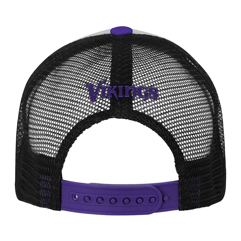Youth White/Purple Minnesota Vikings Essentials Trucker Adjustable Hat