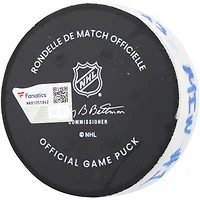 Brandon Duhaime, rondelle de but utilisée par le Wild du Minnesota contre les Rangers de New York le 9 novembre 2023