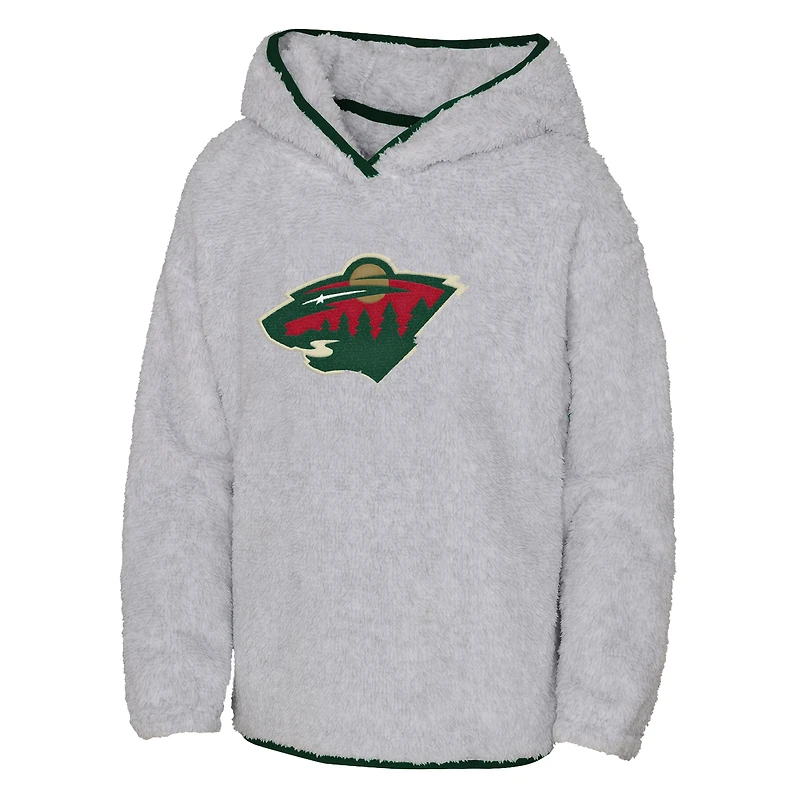 Girls Youth  Heather Gray Minnesota Wild Ultimate Teddy Fleece Pullover Hoodie