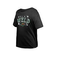 T-shirt à paillettes noir Minnesota Wild Flip pour fille New Era Youth
