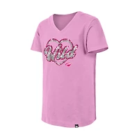 T-shirt à col en V sequins roses Minnesota Wild Flip pour fille New Era