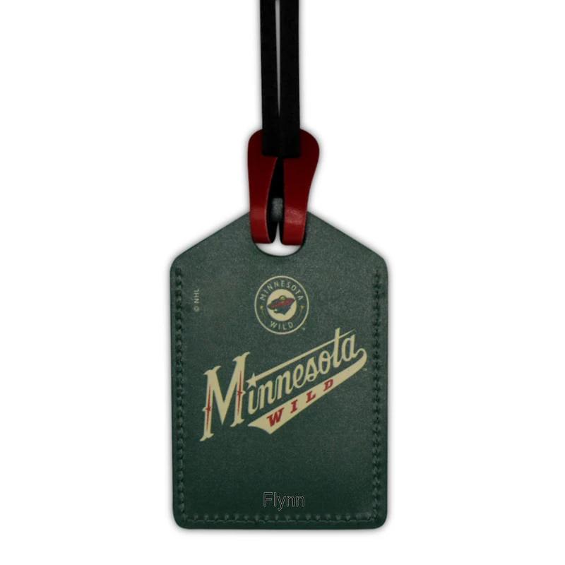 Green Minnesota Wild Personalized Leather Luggage Tag