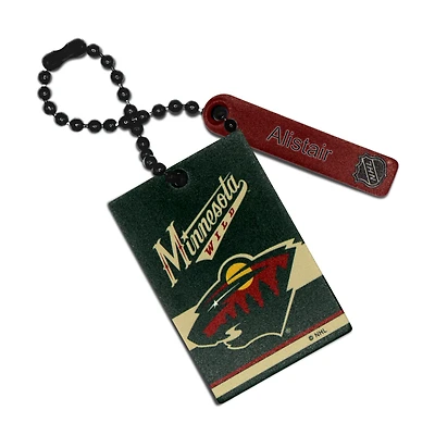 Étiquette de sac rectangulaire personnalisée en cuir vert Minnesota Wild