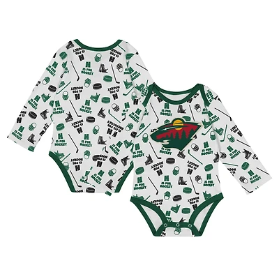 Infant White Minnesota Wild Quick Learner Long Sleeve Bodysuit