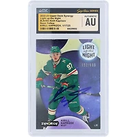 Carte authentifiée Upper Deck Synergy Light Up The Night 2022-23 autographiée par Kirill Kaprizov du Minnesota Wild, jaune fluo #LN-KK #/699 CGC
